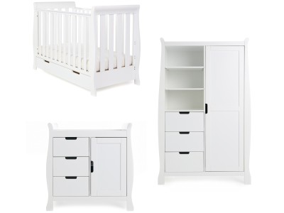 Stamford Mini Sleigh 3 Piece Room Set - White | Obaby
