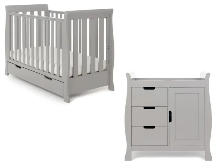 Stamford Mini Sleigh 2 Piece Room Set - Warm Grey | Obaby