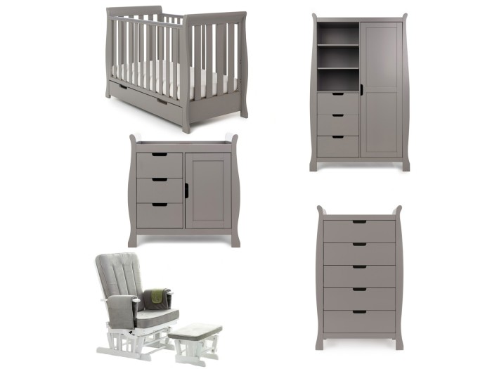 Stamford Mini Sleigh 5 Piece Room Set - Taupe Grey | Obaby