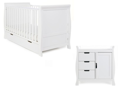 Stamford Classic Sleigh 2 Piece Room Set - White | Obaby