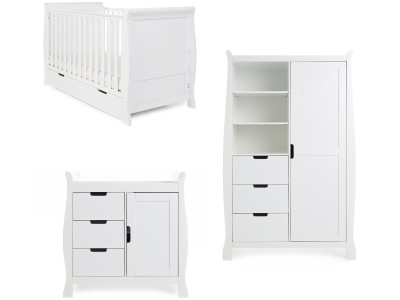 Stamford Classic Sleigh 3 Piece Room Set - White | Obaby