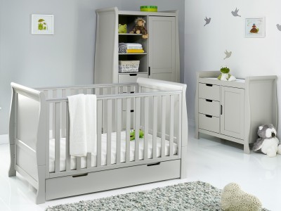 Stamford Classic Sleigh 3 Piece Room Set - Warm Grey | Obaby