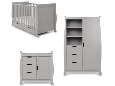 Stamford Classic Sleigh 3 Piece Room Set - Warm Grey | Obaby