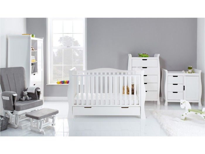 Obaby Stamford Luxe 5 Piece Room Set - White | Baby Snooze
