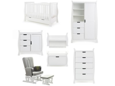 Obaby Stamford Luxe 7 Piece Room Set - White | Baby Snooze