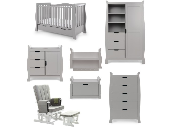 Obaby Stamford Luxe 7 Piece Room Set - Warm Grey | Baby Snooze