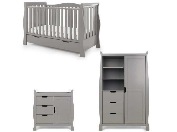 Obaby Stamford Luxe 3 Piece Room Set - Taupe Grey | Baby Snooze