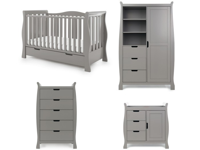 Obaby Stamford Luxe 4 Piece Room Set - Taupe Grey | Baby Snooze