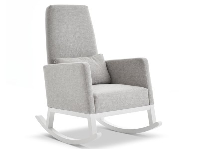 Obaby High Back Rocking Chair in White with Stone