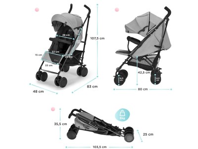 Kinderkraft Siesta pushchair - Grey | Baby Snooze