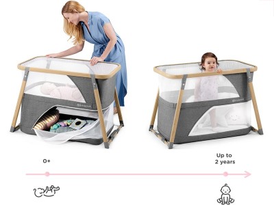 Sofi travel cot with playpen function - Grey | Kinderkraft