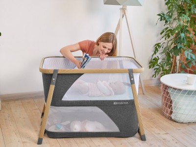 Sofi travel cot with playpen function - Grey | Kinderkraft