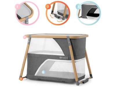 Sofi travel cot with playpen function - Grey | Kinderkraft