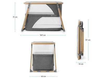 Sofi travel cot with playpen function - Grey | Kinderkraft