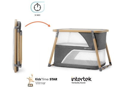 Sofi travel cot with playpen function - Grey | Kinderkraft