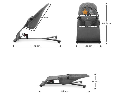 Kinderkraft MIMI reclined cradle - Grey | Baby Snooze