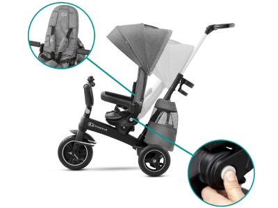 Kinderkraft Easytwist Tricycle - Platinum Grey | Baby Snooze