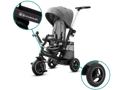 Kinderkraft Easytwist Tricycle - Platinum Grey | Baby Snooze