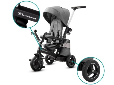 Kinderkraft Easytwist Tricycle - Platinum Grey | Baby Snooze