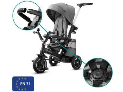 Kinderkraft Easytwist Tricycle - Platinum Grey | Baby Snooze