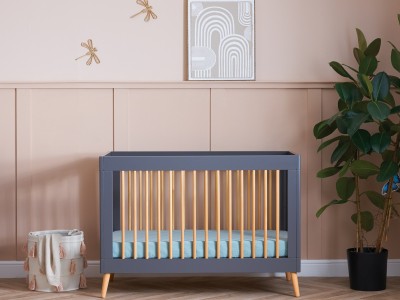 Obaby Maya Mini Cot Bed - Slate with Natural | Baby Snooze