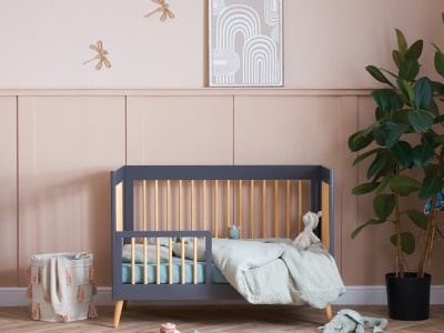 Obaby Maya Mini Cot Bed - Slate with Natural | Baby Snooze