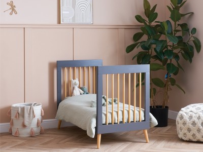 Obaby Maya Mini Cot Bed - Slate with Natural | Baby Snooze