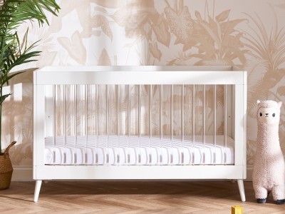 Obaby Maya Cot Bed - White with Acrylic | Baby Snooze