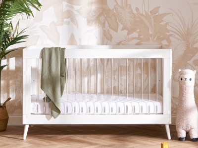 Obaby Maya Cot Bed - White with Acrylic | Baby Snooze