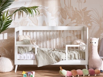 Obaby Maya Cot Bed - White with Acrylic | Baby Snooze