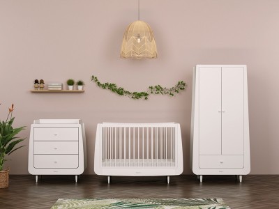 Skandi 3 Piece Nursery Furniture Set - White | SnuzKot