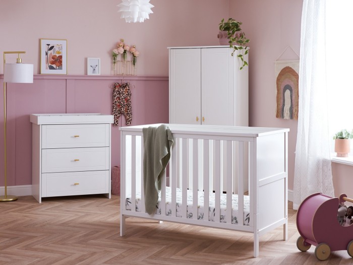 Obaby Evie Mini 3 Piece Room Set - White | Baby Snooze